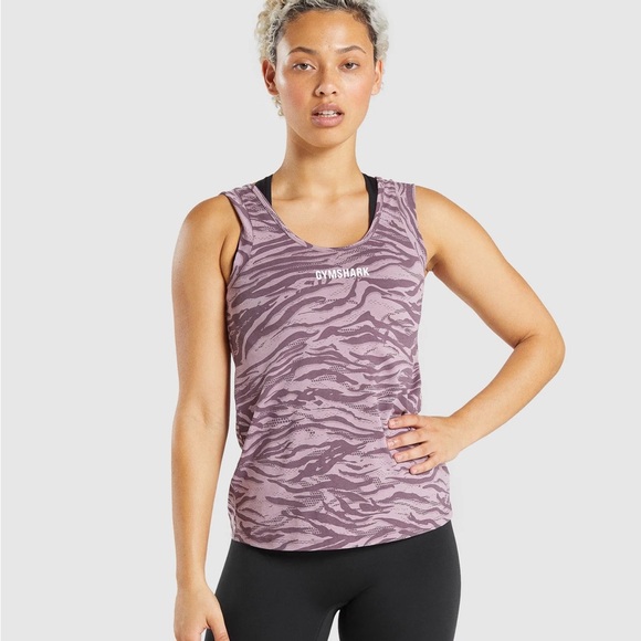 Gymshark Tops - Gymshark Pink Mauve Zebra-Print Performance Tank